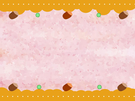 どんぐりのフレーム 秋,どんぐり,フレーム,丸,点線,水彩風のイラスト素材