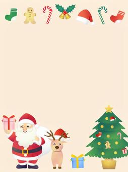 クリスマスの背景、フレーム51 クリスマス,フレーム,サンタクロース,クリスマスツリー,トナカイ,背景,ツリー,かわいい,オーナメント,枠のイラスト素材