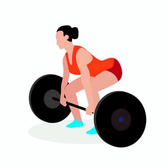 ウェイトリフティング 016 デッドリフト,バーベル,筋トレ,トレーニング,運動,フィットネス,男性,重量挙げ,筋力アップ,オレンジの服のイラスト素材