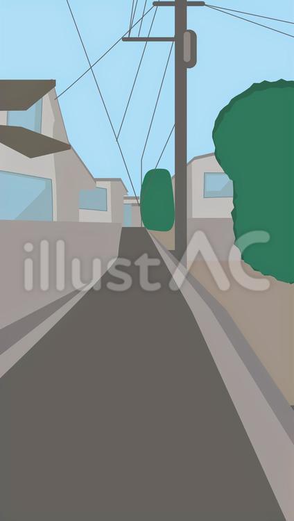 住宅地　　 住宅地,路地,道路のイラスト素材