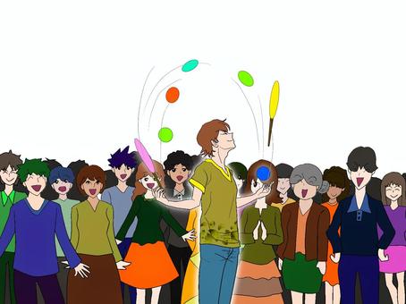 大道芸 大道芸,大道芸人,大衆,観客,見世物,観衆,喜ぶ,催し,ショー,技のイラスト素材