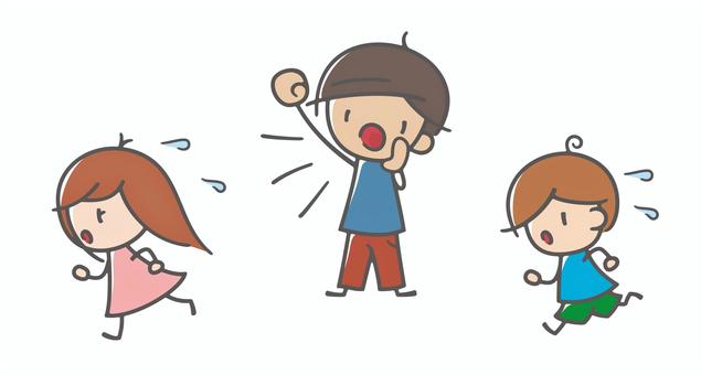 家族イラスト　かけっこ 家族,ファミリー,かけっこ,ぼく,子供,男の子,女の子,親子,父親,カラーのイラスト素材