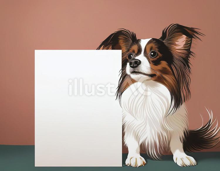パピヨン　フレーム素材 犬,フレーム,動物のイラスト素材