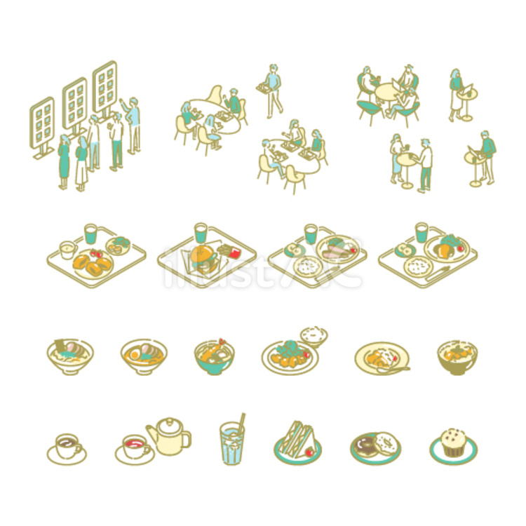 学食　先生のためのイラスト ランチ,生徒,ラーメンのイラスト素材