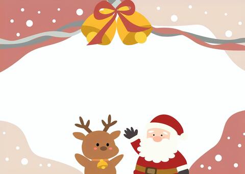 かわいいクリスマス背景　韓国っぽ配色 クリスマス,サンタクロース,サンタ,トナカイ,ベル,リボン,流体シェイプ,流体,背景,フレームのイラスト素材