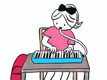 鍵盤ハーモニカを吹く女の子（カラー版） 鍵盤ハーモニカ,楽器,音楽,演奏,練習,教室,発表会,学校,子ども,子供のイラスト素材