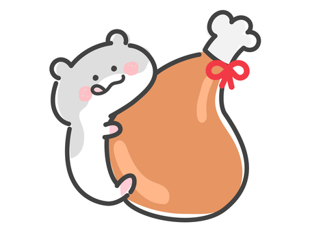 チキンを食べるハムスター チキン,ハムスター,クリスマス,食べる,ごちそう,パーティー,美味しい,お祝い,持つ,ハグのイラスト素材