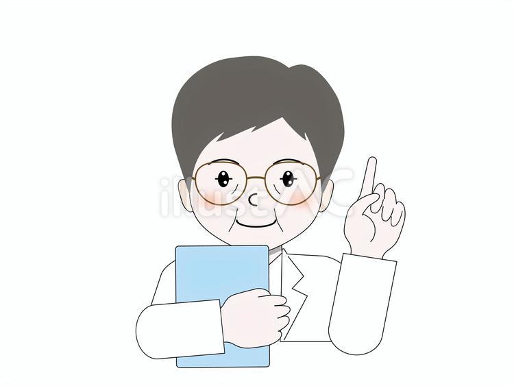 優しく教えている白衣にメガネの人物 人物,医療,病院のイラスト素材