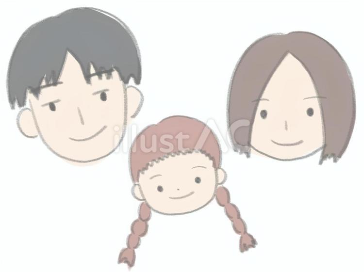パパとママと女の子の似顔絵 似顔絵,3人家族,親子のイラスト素材