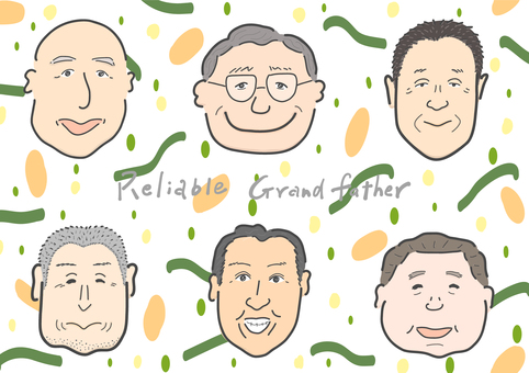 Reliable Granpa_イラスト おじいちゃん,おじ,父,中年,男,笑顔,手書き,ゆるい,シンプル,オシャレのイラスト素材