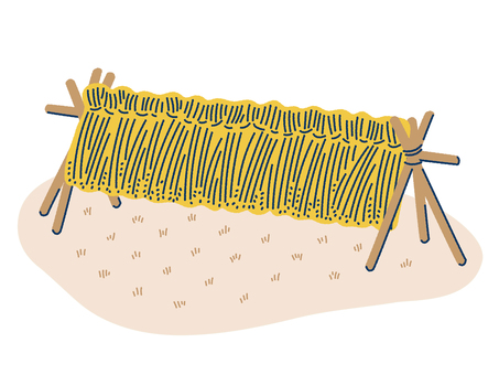 稲架掛け1 稲架掛け,はさがけ,稲,米,干す,天日干し,乾燥,自然乾燥,稲刈り,収穫のイラスト素材