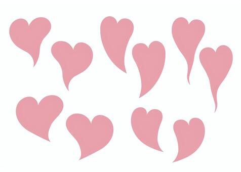 ハートセット　ゆがみ ハート,バレンタイン,シンプル,ピンク,無地,ベタ,ゆがみ,セット,アイコンのイラスト素材