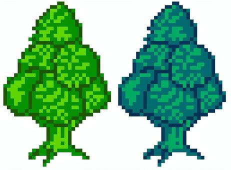 木(ドット絵) 木,樹木,植物,自然,街路樹,緑,ドット絵,レトロゲーム,アイコンのイラスト素材