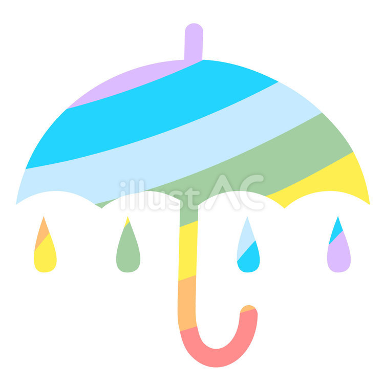 定番素材392＿お天気アイコン・虹の傘 傘,虹,雨のイラスト素材