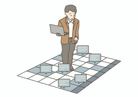 パソコンでスケジュール管理する男性 男性,オフィスカジュアル,会社員,ビジネス,スケジュール,カレンダー,タスク管理,ノートパソコン,計画,仕事のイラスト素材