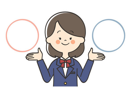 比較する女子学生 比べる,比較,紹介,提案,説明,選択,選択肢,abテスト,対比,プランのイラスト素材