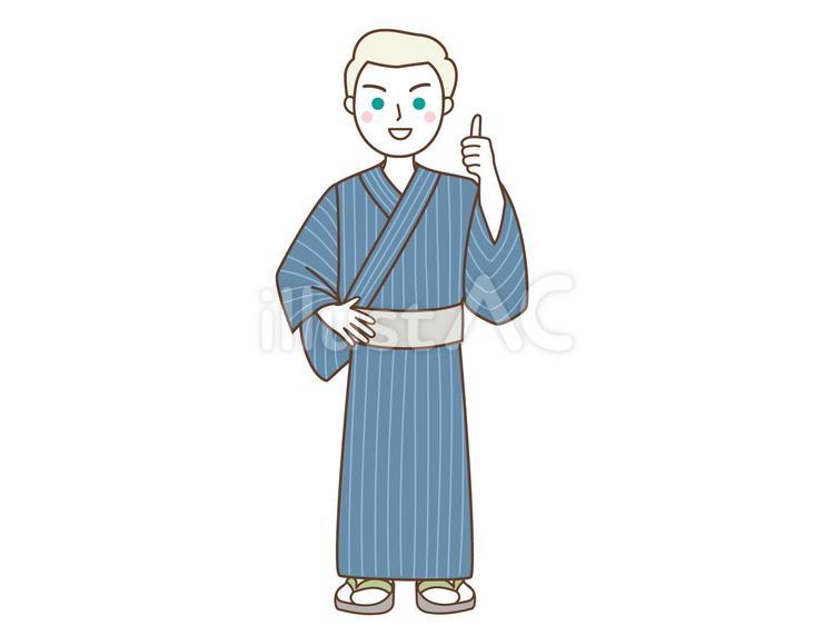 和装を楽しむ白人観光客 外国人観光客,観光客,訪日外国人のイラスト素材