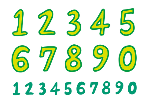 数字 数字,算用数字,ナンバー,番号,順番,順位,数える,可愛い,ゆるい,手描きのイラスト素材