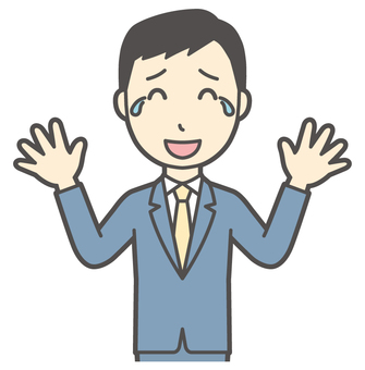  スーツ青年-491-バスト 涙,笑顔,ビジネスマン,会社員,男性,サラリーマン,オフィス,ビジネス,営業マン,先生のイラスト素材