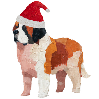 厚塗りのクリスマスセントバーナード セントバーナード,犬,厚塗り,油絵風,ペット,かわいい,アート,絵画タッチ,ゆるい,絵具のイラスト素材
