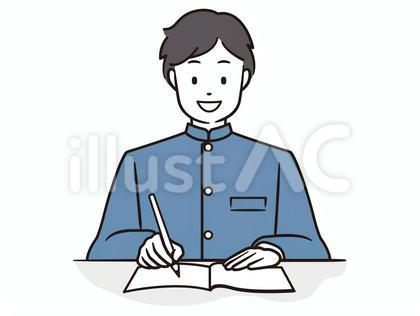 ノートをとる男子学生-A