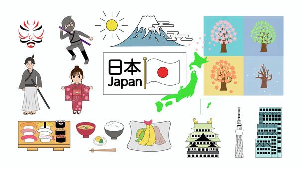 1006日本 1006日本 日本,桜,さくら,富士山,お城,侍,サムライ,忍者,歌舞伎,ごはんのイラスト素材