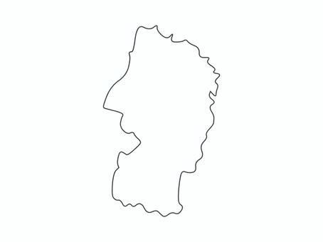 地図・山形（線のみ） 地図,日本,地域,シンプル,山形,線のみのイラスト素材