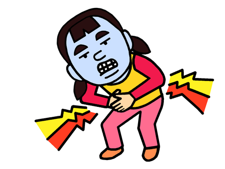 腹痛 腹痛,便秘,下痢,食べ過ぎ,胃痛,盲腸,人物,女の子,少女,イラストのイラスト素材