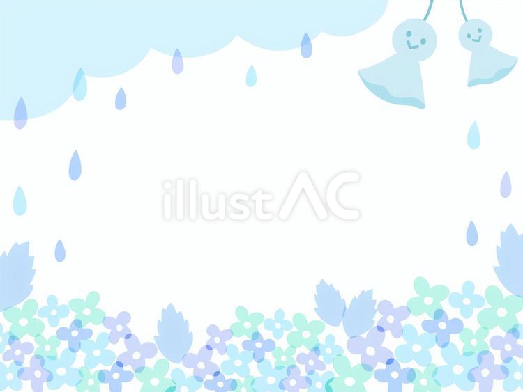 かわいい梅雨のフレーム 梅雨,梅雨入り,梅雨明けのイラスト素材