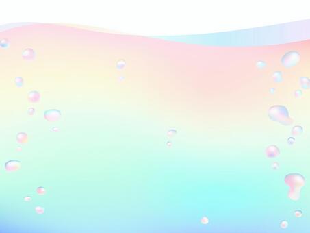 オーロラカラーの気泡のある水波背景素材 水,波,気泡,オーロラカラー,色,パステル,ペール,ポップ,かわいい,綺麗のイラスト素材