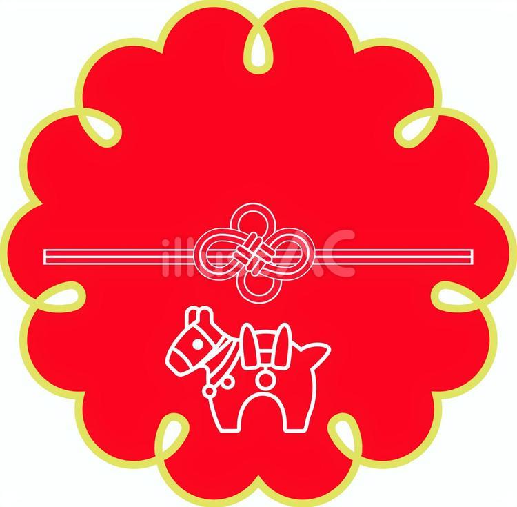 飾りフレーム　組みひも　土偶馬 飾り枠,赤,組みひものイラスト素材