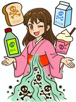 四毒ぬき 四毒,食品,添加物,砂糖,小麦,グルテン,乳製品,牛乳,植物油脂,公害のイラスト素材