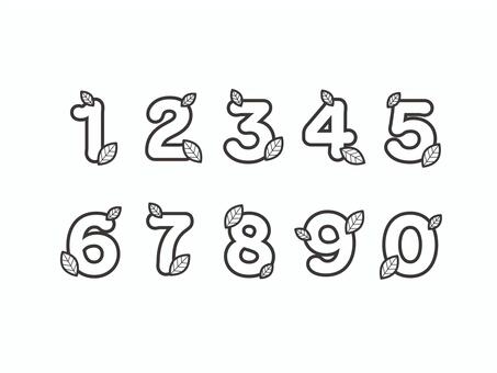 数字（葉っぱ・２つランダム）01-03 数字,ナンバー,番号,縁,葉っぱ,葉,セット,アイコンのイラスト素材