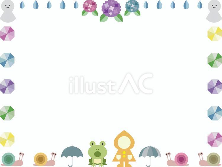 6月のフレーム横 ６月,フレーム,梅雨のイラスト素材