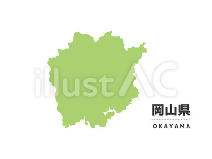 岡山県の地図イラスト素材