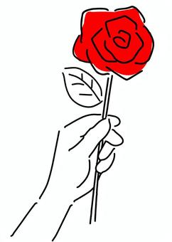 一輪の赤いバラを差し出す手 バラ,赤,一輪,手,クリスマス,結婚,愛,プロポーズ,プレゼント,贈り物のイラスト素材