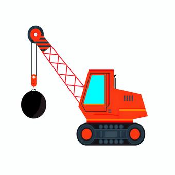 乗り物 077 クレーン車,工事車両,建設機械,重機,工事,イラスト,作業車,オレンジ,建設現場,シンプルのイラスト素材