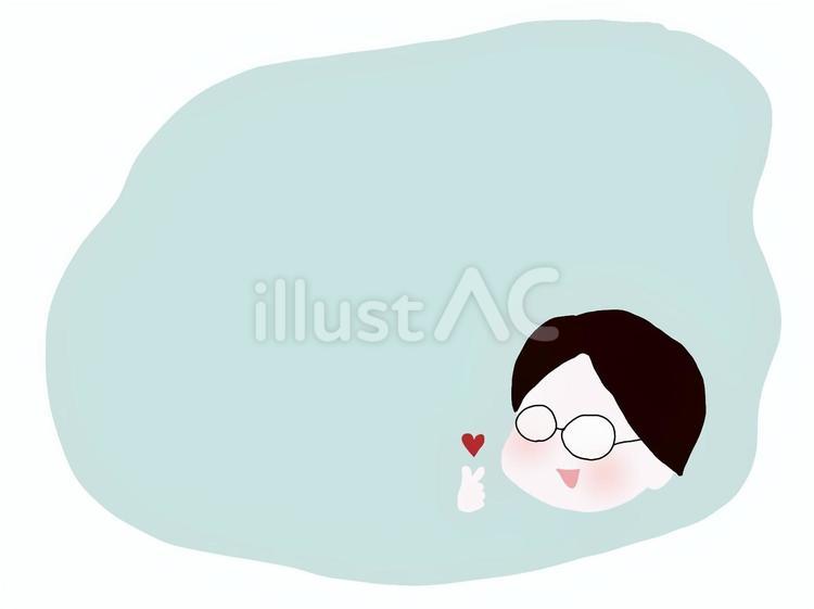 指ハート　メガネをかけた人 指ハート,メガネ,一人のイラスト素材