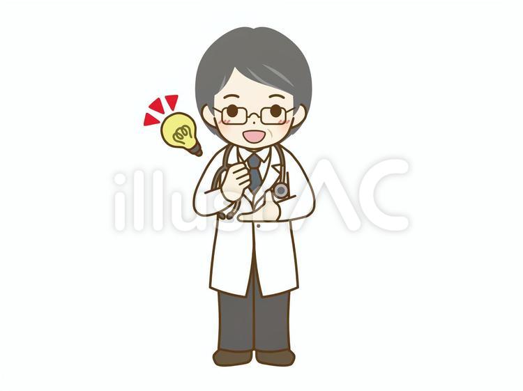ひらめく中年の男性医師 医師,医者,男性のイラスト素材