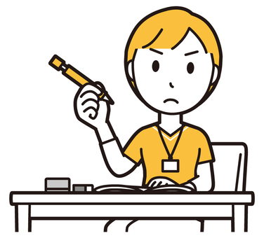 訪問看護師女性(黄)-161-バスト 勉強,訪問看護師,看護師,女性,医療,病院,介護,ナース,在宅看護,クリニックのイラスト素材