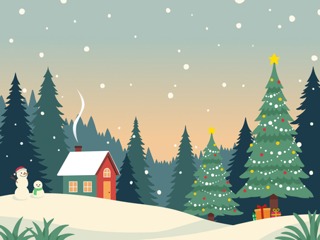 森のクリスマス クリスマス,クリスマスツリー,雪,もみの木,冬,背景,壁紙,雪だるま,静か,寒いのイラスト素材