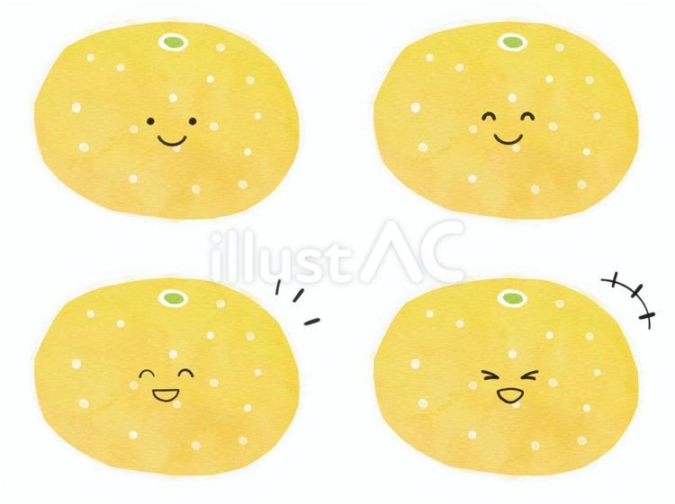 果物のキャラの表情セット　喜　みかん みかん,果物,キャラクターのイラスト素材