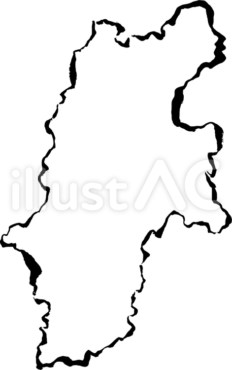 長野県／筆地図 長野,筆,地図のイラスト素材
