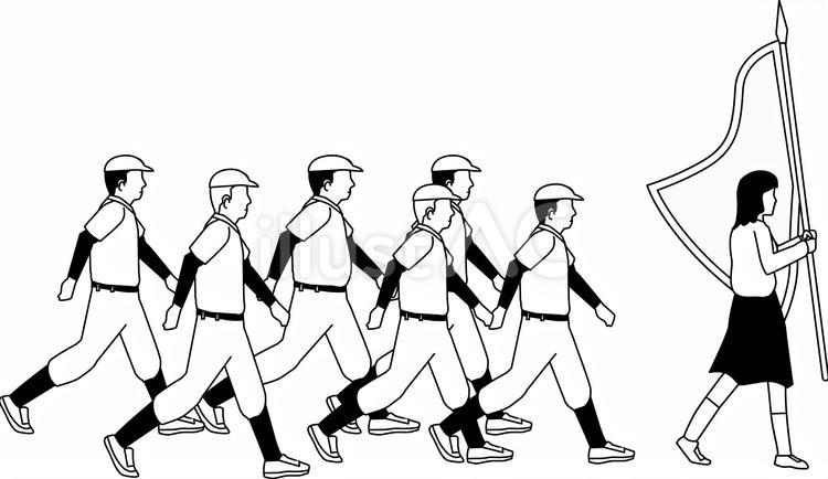 高校野球行進　 高校野球,球児,選手のイラスト素材