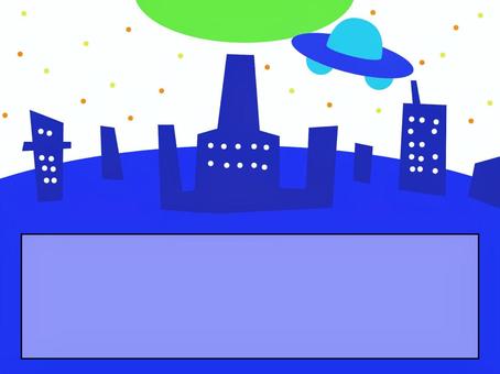 SFフレーム sf,近未来,ufo,都市,建物,月,星,フレームのイラスト素材