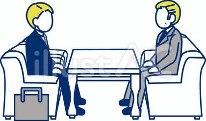 応接室で接客する男性会社員