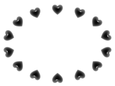 黒いハートの楕円3Dフレーム2 ハート,フレーム,3d,立体,楕円,丸,可愛い,バレンタイン,フェミニン,飾り枠のイラスト素材