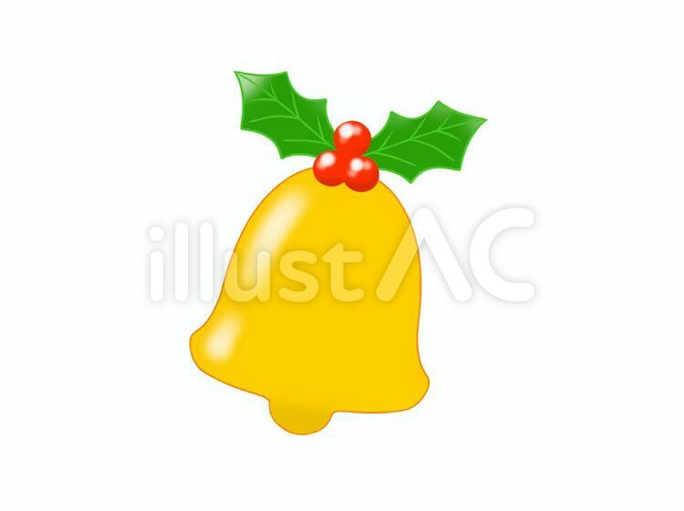ヒイラギを付けたクリスマスのベル クリスマス,ベル,イラストのイラスト素材