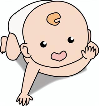 赤ちゃんハイハイ　 赤ちゃん,ハイハイ,新生児,かわいい,正面,手,家族,線画のイラスト素材