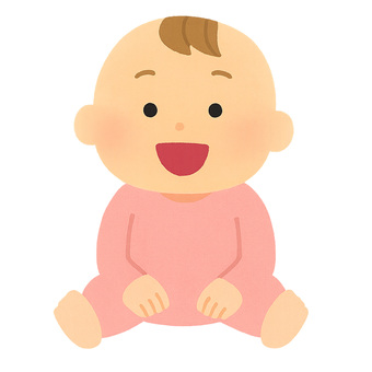 お座り赤ちゃん（ピンク） 赤ちゃん,お座り,笑顔,ピンク,ロンパースのイラスト素材